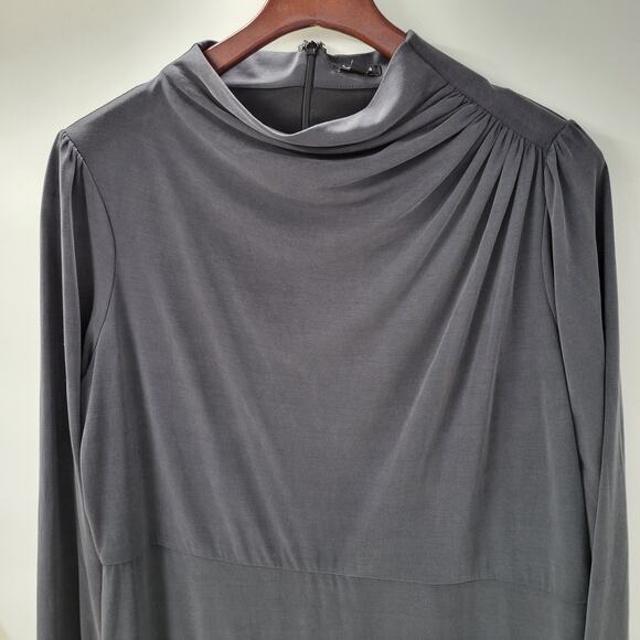 Express Modest Maxi Dress Womens XL Black High Mock Neck Ruched Shoulder New - Picture 7 of 16